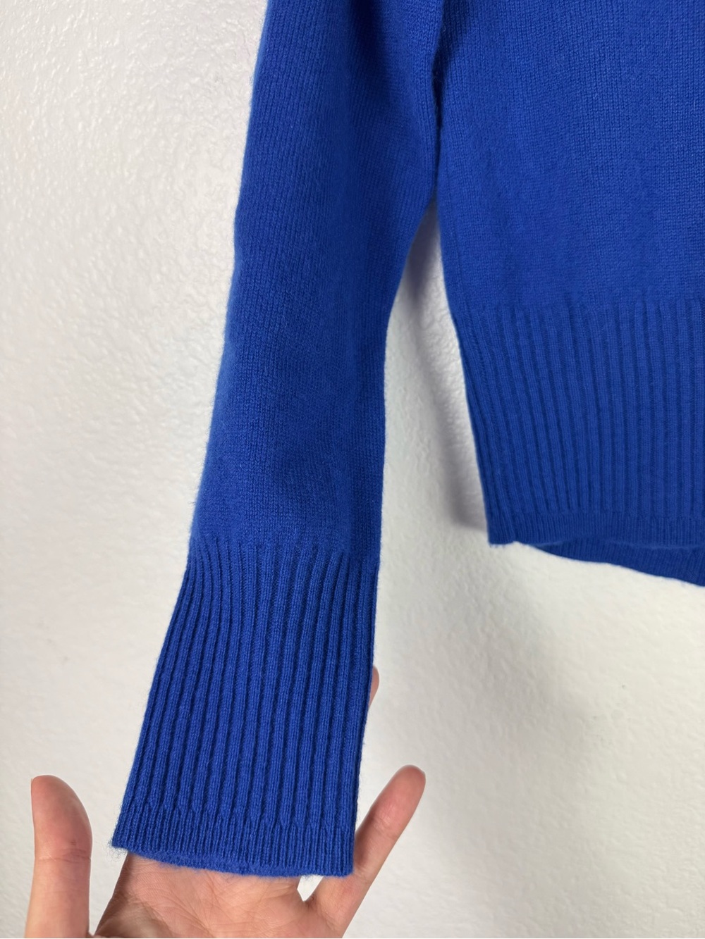J. Crew Royal Blue Crewneck cashmere cropped fit sweater size S - Picture 2 of 8